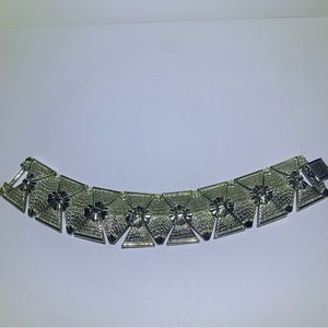 Stunning Mid Century Pegasus Coro Vintage Silvertone Panel Bracelet